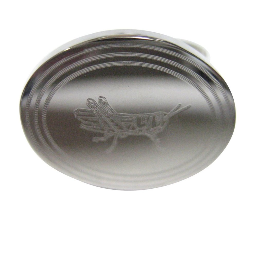 Etched Oval Grasshopper Locust Insect Ring